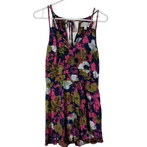 BB Dakota Womens Romper 8 Multicolor Floral Strappy Tie Back Boho Summer Artsy